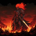 Fiery Armored Knight: A Dark Paradise Inspired Abaddon Royalty Free Stock Photo