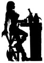 Warrior woman sitting at the bar silhouette