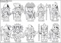 Warriors of the colonial era, set of vector images Royalty Free Stock Photo