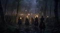 Warriors On Horses: A Captivating Documentary Of Meticulous Military Scenes In The Forest At Night