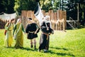 Warriors participants of VI festival of medieval culture Royalty Free Stock Photo