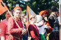 Warriors participants of VI festival of medieval Royalty Free Stock Photo