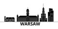 Warsaw architecture vector city skyline, travel cityscape with landmarks, buildings, isolated sights on background Royalty Free Stock Photo