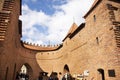 Warsaw Barbican or Barbakan Warszawski semicircular fortified outpost between Warsaw Old Town and New Towns city walls for people Royalty Free Stock Photo