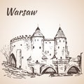 Warsaw Barbican. Sketch. Royalty Free Stock Photo