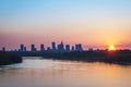 Warsaw city center during sundown Royalty Free Stock Photo