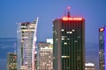 Warsaw city downtown night view during summer time. Royalty Free Stock Photo