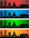 Warsaw city in a four different colors