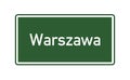 Warsaw city limits road sign in Poland called Warszawa in polish language