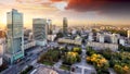 Warsaw city with modern skyscraper at sunset, Poland Royalty Free Stock Photo