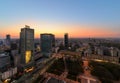 Warsaw city with modern skyscraper after sunset Royalty Free Stock Photo