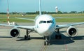 Passenger airliner on the runway. Frederic Chopin International Airport in Warsaw, Poland Royalty Free Stock Photo