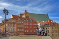 Warsaw city, Poland. Old historic house roofs, church spires