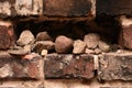 Warsaw ghetto remnant wall with stones in Warsaw Poland