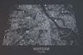 Warsaw map, satellite view, Poland