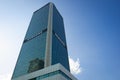 WARSAW - MAY 19: Marriott hotel view from the bottom in Warsaw downtown on May 19, 2019 in Warsaw, Poland. Wide view of the hotel