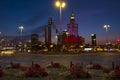 Warsaw, Poland - Evening panoramic view of city center with Cult