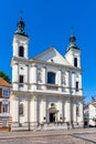 Facade of Pauline Order Church of Holy Spirit - kosciol sw. ducha - at Freta street in historic New Town quarter of Warsaw, Poland