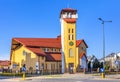 Facade of the St. Father Pio church - kosciol sw. Ojca Pio - at ul. Rybaltow street in Kabaty quarter of Usrynow district of Royalty Free Stock Photo