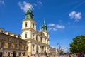 Warsaw, Poland - Front view of the baroque Holy Cross Church, at the Krakowskie Przedmiescie street in the Old Town quarter of Royalty Free Stock Photo