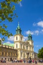 Warsaw, Poland - Front view of the baroque Holy Cross Church, at the Krakowskie Przedmiescie street in the Old Town quarter of Royalty Free Stock Photo