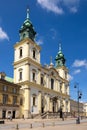 Warsaw, Poland - Front view of the baroque Holy Cross Church, at the Krakowskie Przedmiescie street in the Old Town quarter of Royalty Free Stock Photo