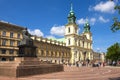 Warsaw, Poland - Front view of the baroque Holy Cross Church and the Mikolaj Kopernik statue, at the Krakowskie Przedmiescie Royalty Free Stock Photo