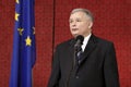 Warsaw, Poland - Jaroslaw Kaczynski - Poland Prime Minister and Law and Justice party PiS leader in a press conference Royalty Free Stock Photo