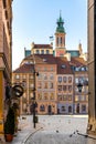 Panoramic view of historic Old Town quarter market square, Rynek Starego Miasta, with tenement houses of ZakrzewskiÃ¢â¬â¢s Side and