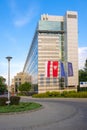 Panoramic view of the Warsaw University Management Faculty building at Szturmowa street in the Sluzew district of Warsaw, Poland