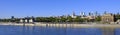 Warsaw, Poland - Panoramic view of Warsaw central district with downtown skyscrapers and Solec district at the Vistula river bank