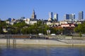 Warsaw, Poland - Panoramic view of Warsaw central district with downtown skyscrapers and Solec district at the Vistula river bank Royalty Free Stock Photo