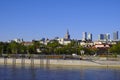 Warsaw, Poland - Panoramic view of Warsaw central district with downtown skyscrapers and Solec district at the Vistula river bank Royalty Free Stock Photo