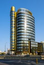 Warsaw, Mazovia, Poland - Zebra Tower office building in Warsaw central district at Jazdy Polskiej roundabout