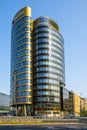 Warsaw, Mazovia, Poland - Zebra Tower office building in Warsaw central district at Jazdy Polskiej roundabout Royalty Free Stock Photo