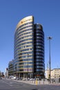 Warsaw, Poland - Zebra Tower office building in Warsaw central district at Jazdy Polskiej roundabout