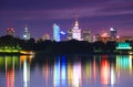 Warsaw night view of the city Royalty Free Stock Photo