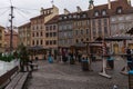 Warsaw Old Town Market square Christmas market on a cloudy day Royalty Free Stock Photo