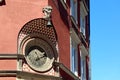Old clock on the wall. Warsaw Old Town. Warsaw, Poland