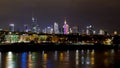 Warsaw panorama at night with clear sky