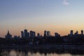 Warsaw panorama at sunset with clear sky
