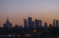 Warsaw panorama at sunset with clear sky