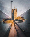 Warsaw, Poland - an abstract view of a skyscraper in the Centre part of the city. Office building in Warsaw. Royalty Free Stock Photo