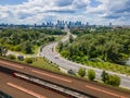 Warsaw, Poland. Aerial view of the city . stadion train station