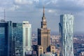 Warsaw / Poland - 03.16.2017: Aerial view at the old architecture building and modern skyscrapers