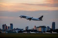 Warsaw, Poland - 12.06.2022: Aircraft LOT Airlines taking off at Chopin airport. Royalty Free Stock Photo