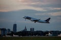 Warsaw, Poland - 12.06.2022: Aircraft LOT Airlines taking off at Chopin airport. Royalty Free Stock Photo