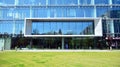 Architectural fragment of the entrance of the modern office building in Mokotow district.