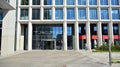 Architectural fragment of the entrance of the modern office building in Mokotow district.