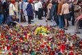 Mourning in Warsaw during of funeral of John Paul II